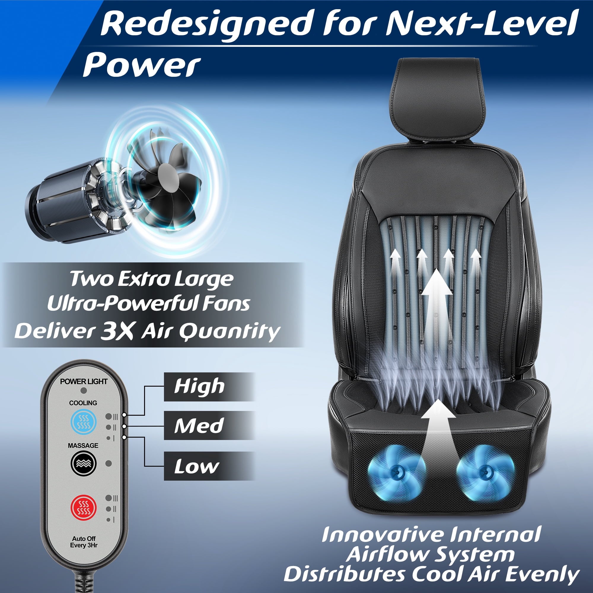 Paffenery Cooling and Heated Seat Cover Front Seat, 12V-24V Ventilated Cooling Car Seat Cushion, Cooled Seat Cover for Car SUV Truck Universal Fit, Fashion Black